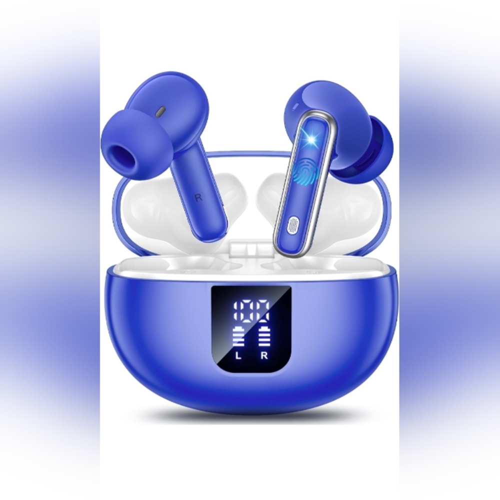 Sleek Blue Wireless Bluetooth Earbuds